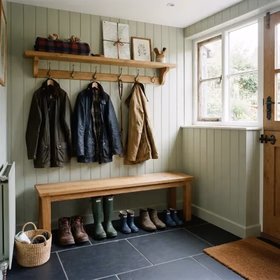 The boot room, with eight pairs on the rack