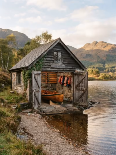 The boat house at the water's edge