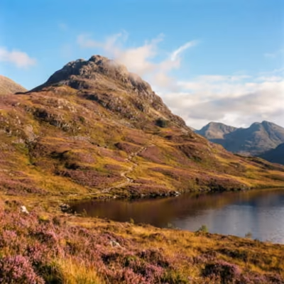The hill behind the croft with its summit in cloud